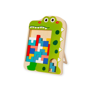 Cypress Montessori Wooden Crocodile Puzzle, Thick Basswood Pieces