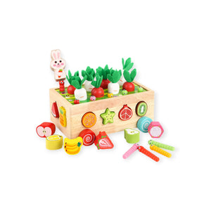 Fennel Montessori Wooden Shape Sorter Garden with Magnetic Rabbit
