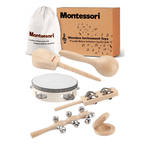Birdsong Montessori Wooden Percussion Set, 6 Hand Instruments