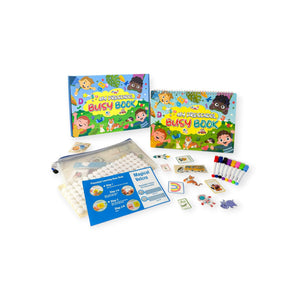 Tansy Montessori Velcro Activity Book with Markers for Preschool