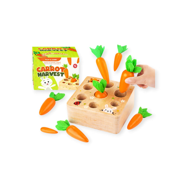 Sorrel Montessori Wooden Carrot Sorting Box, Pull and Match by Montessori Petals, Montessori toy for ages 1 year+