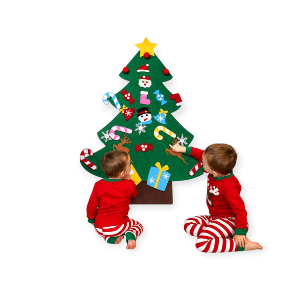 Velvet Montessori Felt Wall Christmas Tree 26 Ornaments by Montessori Petals, Montessori toy for ages 3+ years