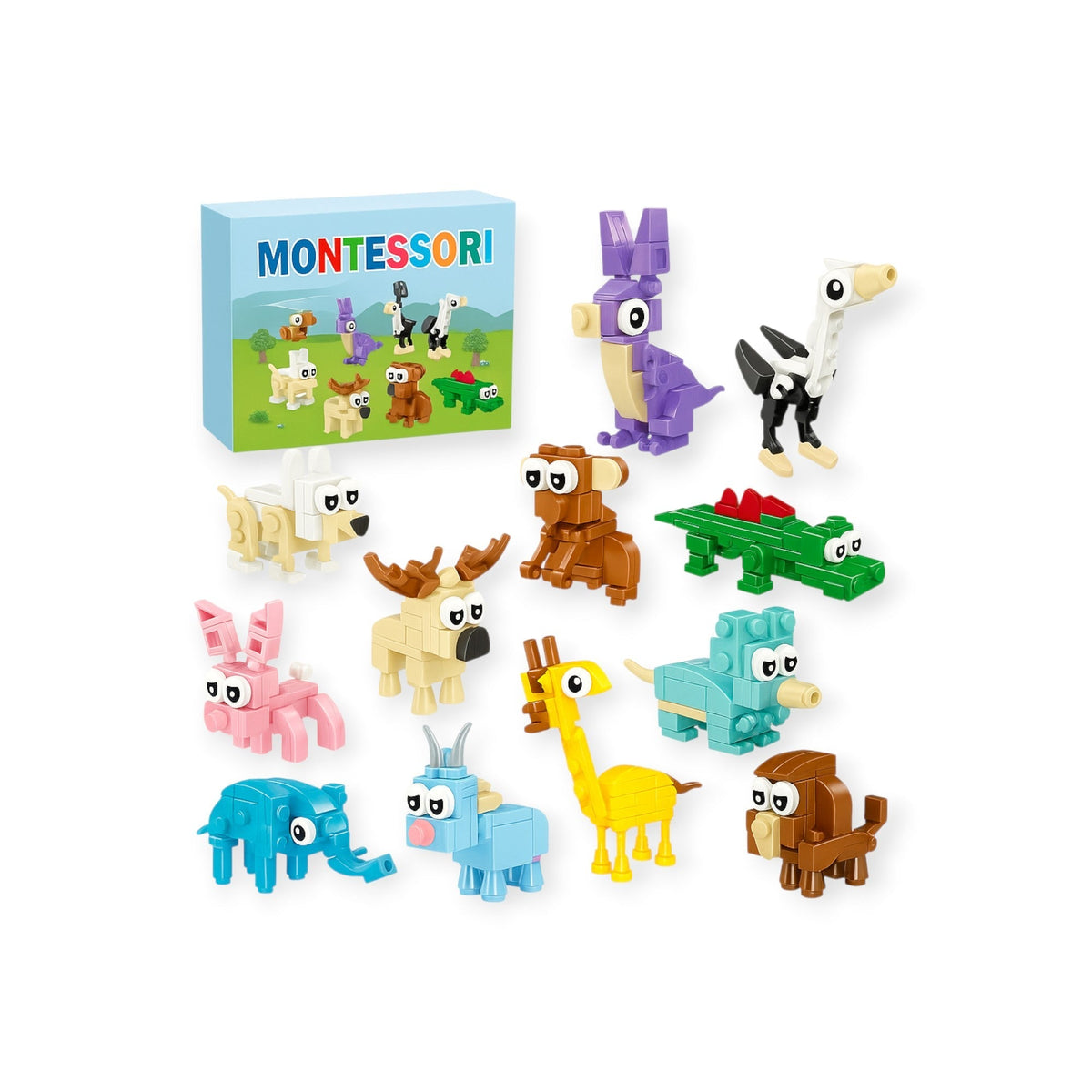 Badger Montessori Building Blocks, 12 Animals With 36 Builds by Montessori Petals, Montessori toy for ages 4+ years