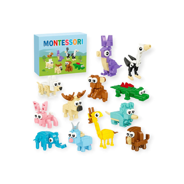 Badger Montessori Building Blocks, 12 Animals With 36 Builds by Montessori Petals, Montessori toy for ages 4+ years