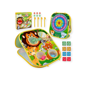 Zinnia Montessori Toss Game Animal Targets Beanbags and Balls
