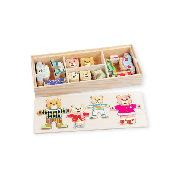 Mulberry Montessori Dress-Up Wooden Bear, Clothes and Weather Game by Montessori Petals, Montessori toy for ages 3+ years