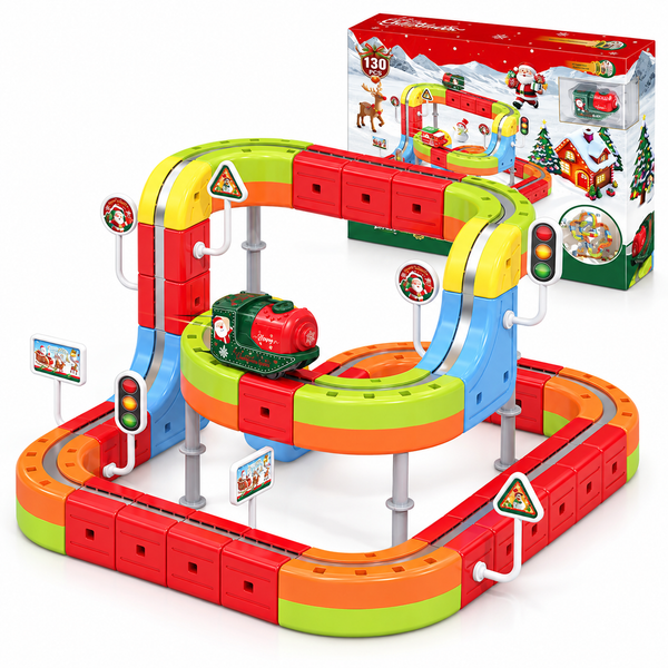 Wintergreen Montessori Magnetic Train Track Set Santa Train by Montessori Petals, Montessori toy for ages 3+ years