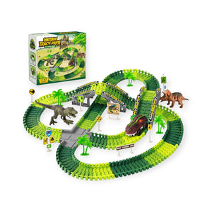 Evergreen Montessori Dinosaur Track Set, 210 Flexible Pieces and Car
