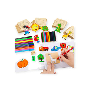 Inkberry Montessori Wooden Drawing Stencils, Set of 20 Templates