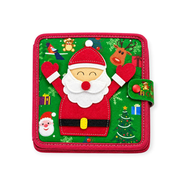 Pinecone Montessori Christmas Busy Book with Felt Santa Scenes by Montessori Petals, Montessori toy for ages 2+ years
