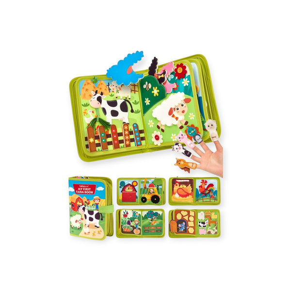 Sprig Montessori Felt Busy Book with 20 Farm Activities by Montessori Petals, Montessori toy for ages 1 year+
