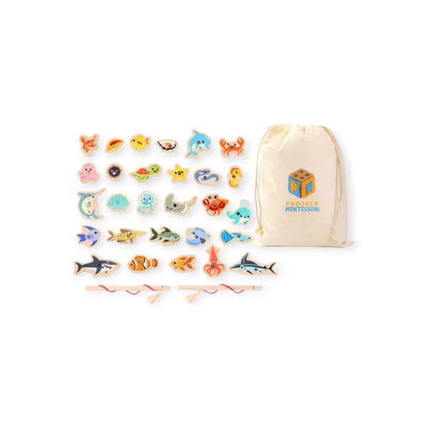 Tern Montessori Magnetic Fishing Game, Wooden Fish and Rods by Montessori Petals, Montessori toy for ages 4+ years