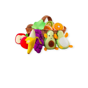 Satsuma Montessori Plush Fruit Basket Play Set with Buckles