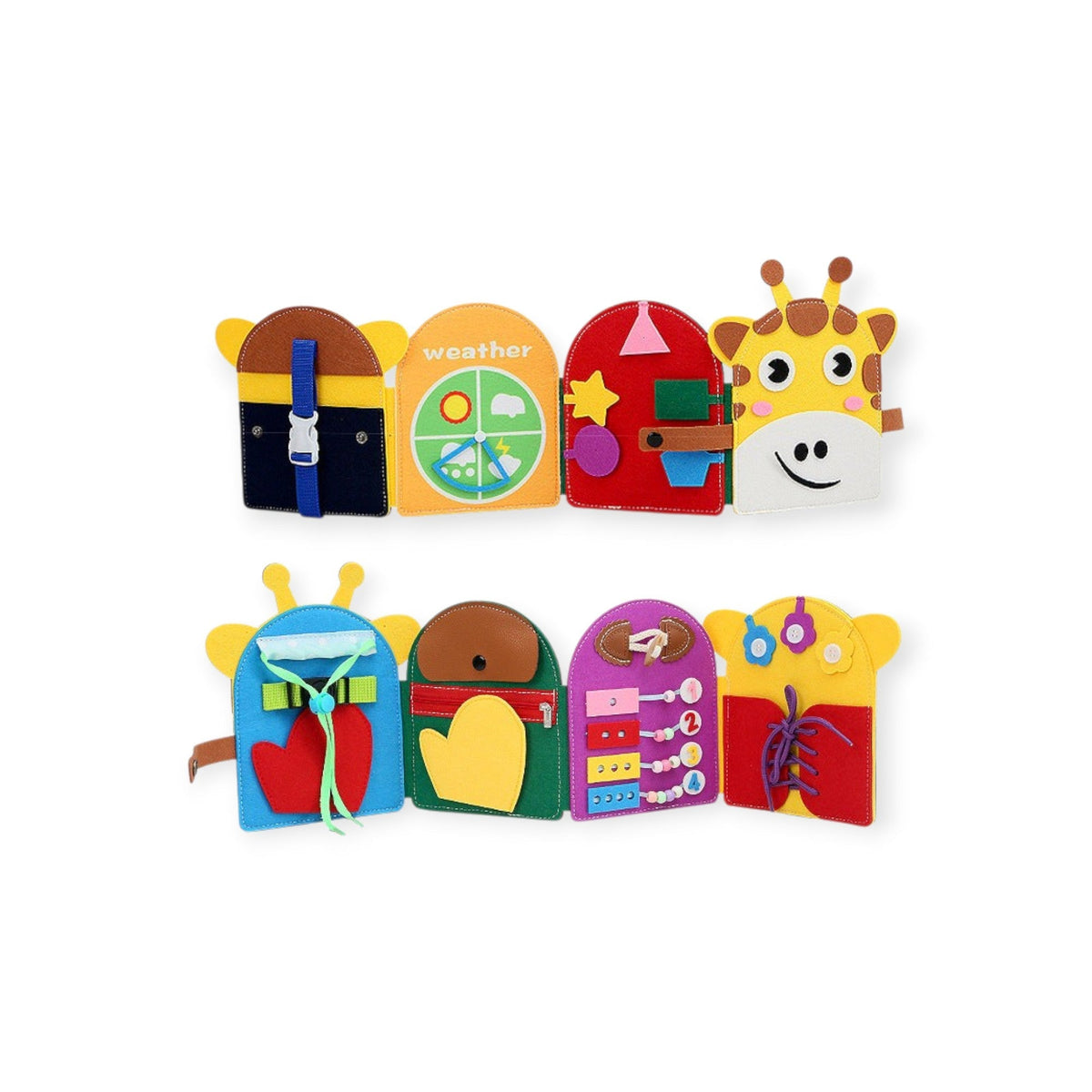 Prairie Montessori Felt Busy Book with Buckles, Zips and Laces by Montessori Petals, Montessori toy for ages 3+ years