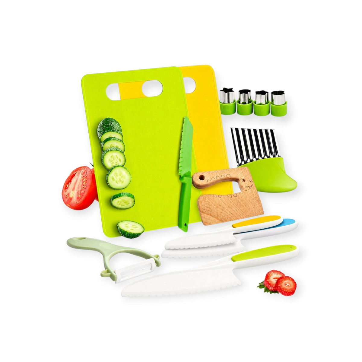 Cinnamon Montessori Child-Sized Kitchen Tool Set, 13 Pieces by Montessori Petals, Montessori toy for ages 4+ years