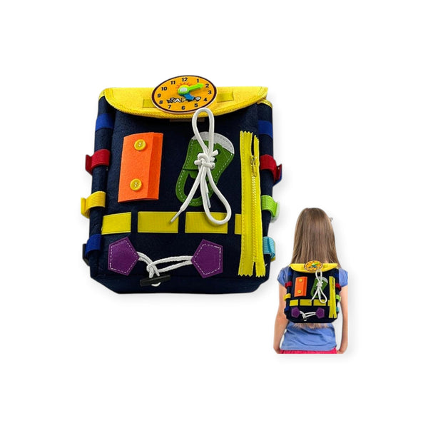 Fox Montessori Toddler Backpack with Practice Buckles and Laces by Montessori Petals, Montessori toy for ages 3+ years