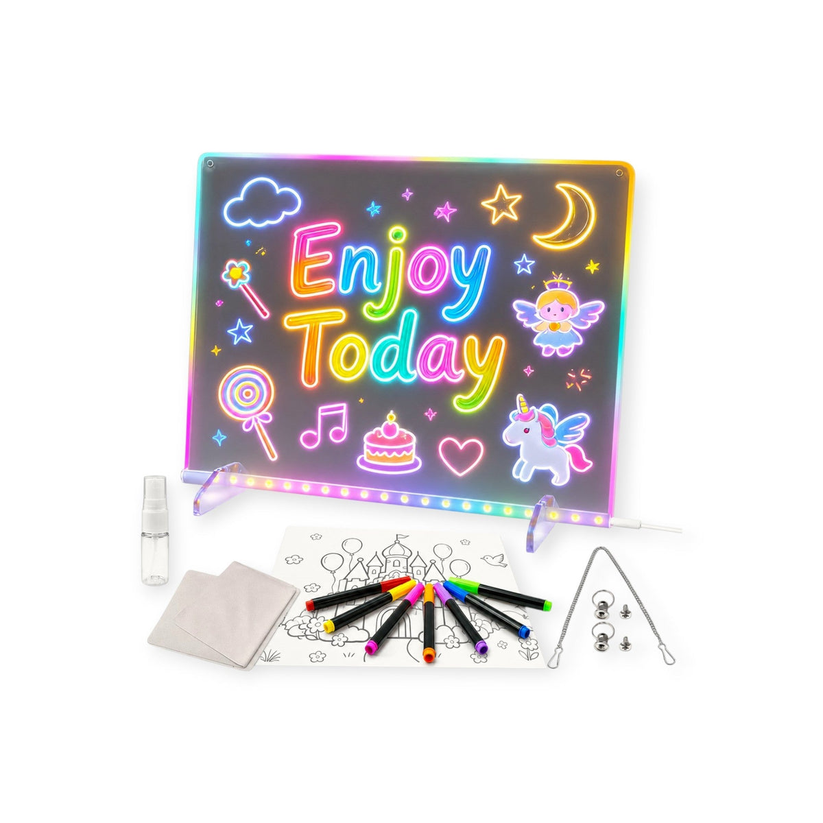 Lantern Montessori LED Drawing Board With Markers and Tracing Book by Montessori Petals, Montessori toy for ages 3+ years