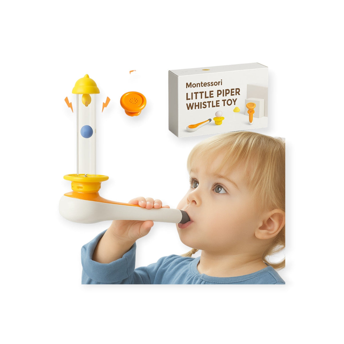 Wisp Montessori Blowing Toy Whistle and Floating Ball Set by Montessori Petals, Montessori toy for ages 3+ years