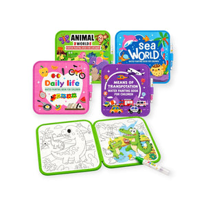 Dewdrop Montessori Water Colouring Books, Set of 4 with Refill Pens