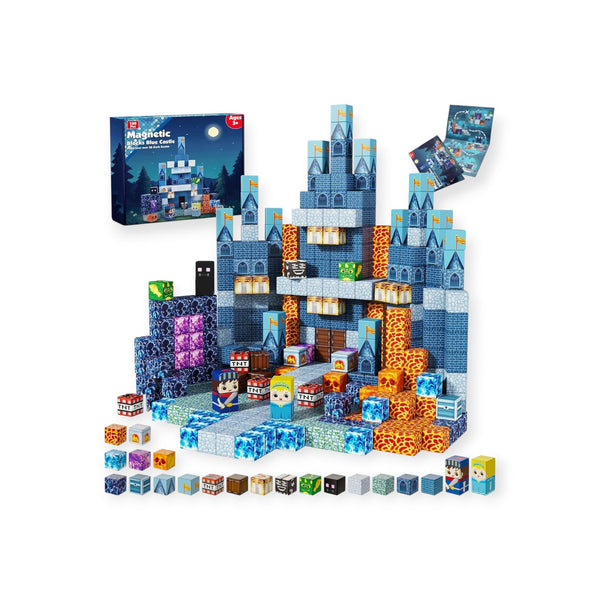 Moonbeam Montessori Magnetic Tiles, 40-Piece Glowing Blue Set by Montessori Petals, Montessori toy for ages 4+ years