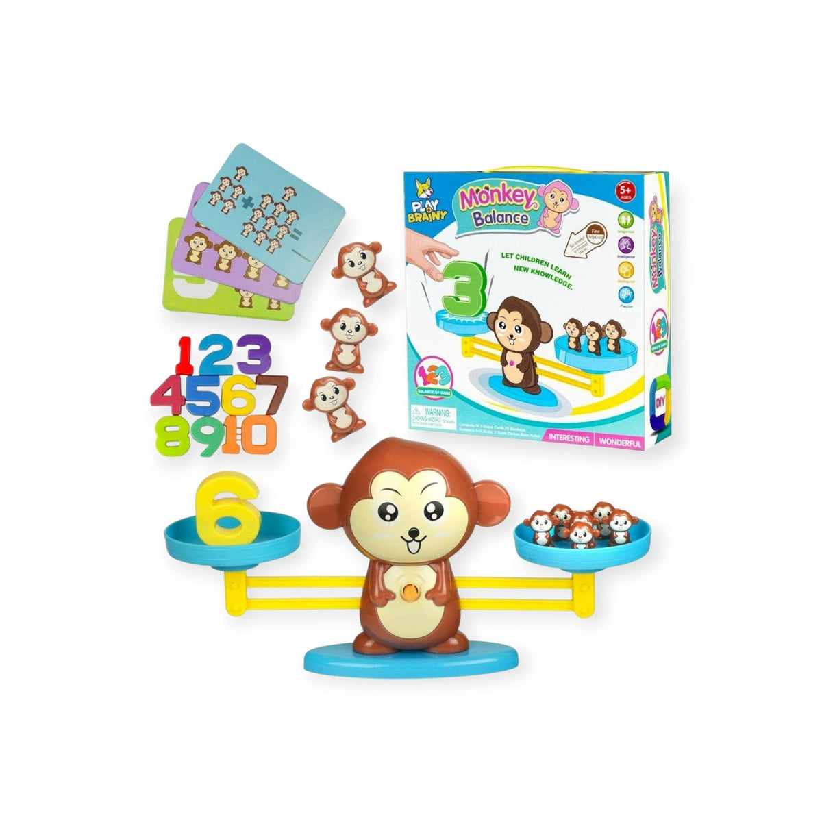Vetch Montessori Balance Scale Math Game Monkey Counting Set by Montessori Petals, Montessori toy for ages 3+ years