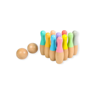 Birch Montessori Bowling Set With 10 Pastel Wooden Pins
