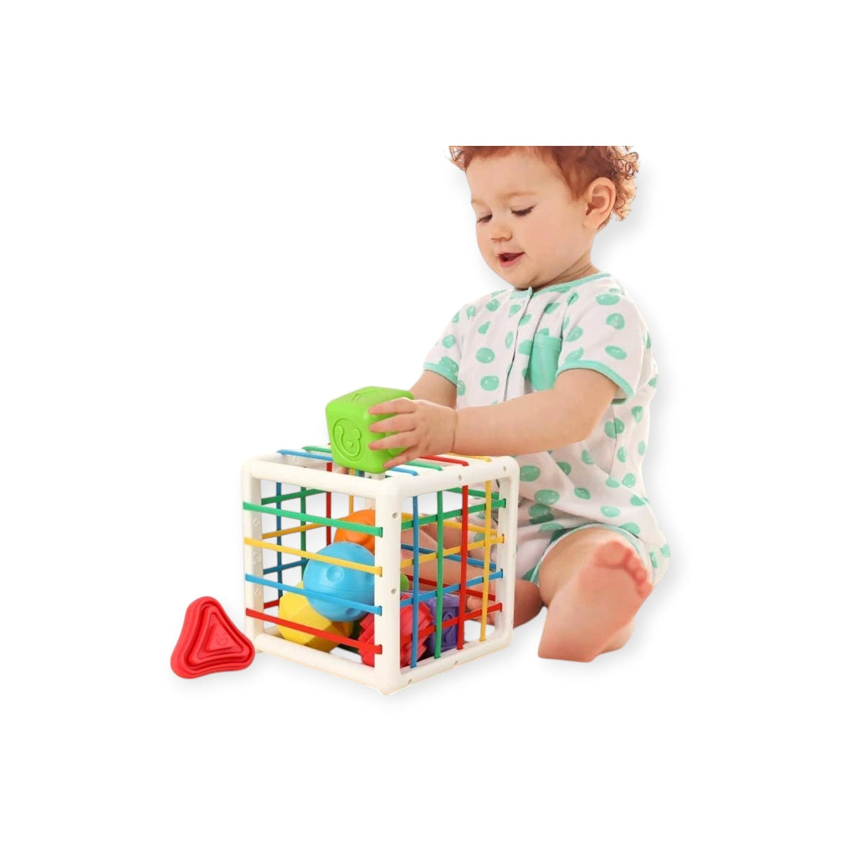Chestnut Montessori Sensory Cube With Textured Blocks and Balls by Montessori Petals, Montessori toy for ages 3+ years
