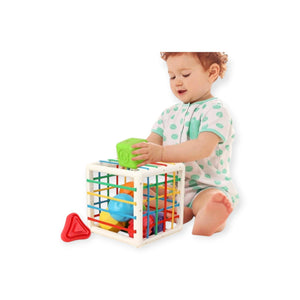 Chestnut Montessori Sensory Cube With Textured Blocks and Balls