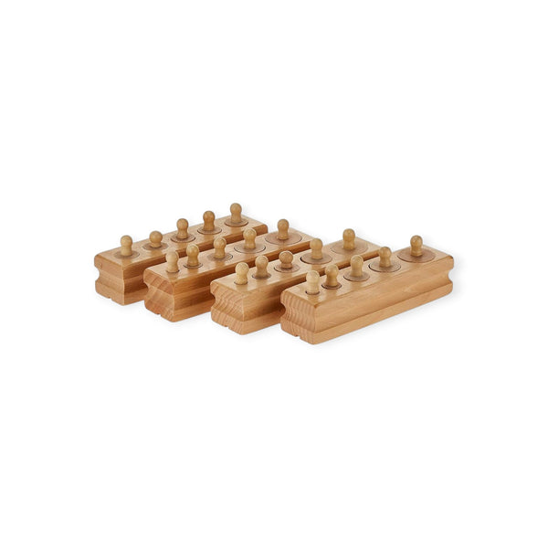 Sycamore Montessori Wooden Cylinder Blocks, Set of 4 Sizes by Montessori Petals, Montessori toy for ages 2+ years
