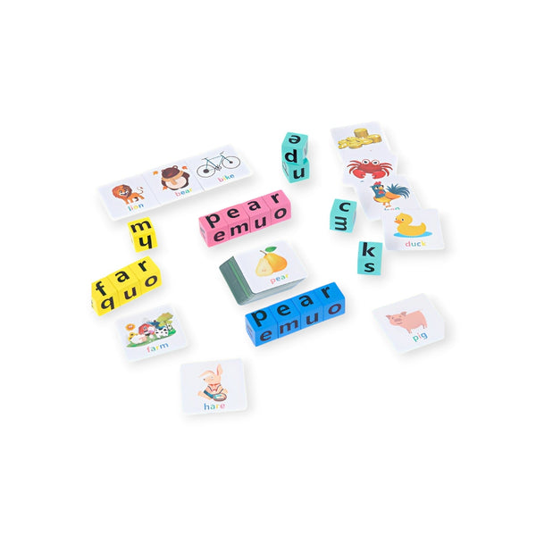 Leaf Montessori Spelling Blocks Game With 40 Word Cards by Montessori Petals, Montessori toy for ages 4+ years
