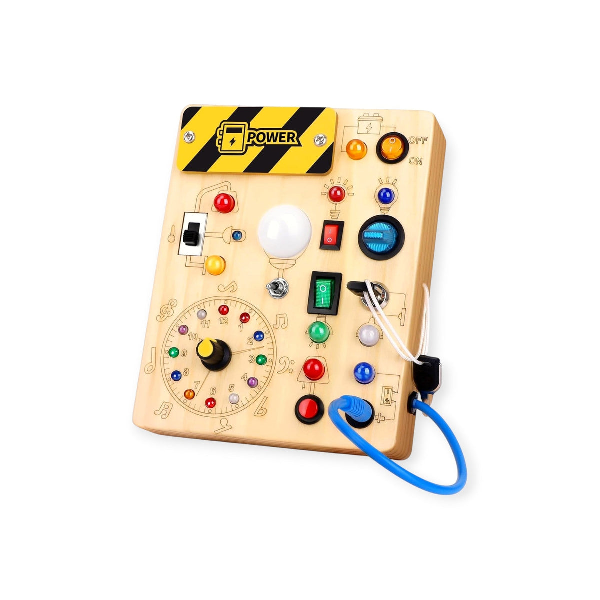 Firefly Montessori Busy Board, Wooden Light Switch Activity Toy by Montessori Petals, Montessori toy for ages 2+ years