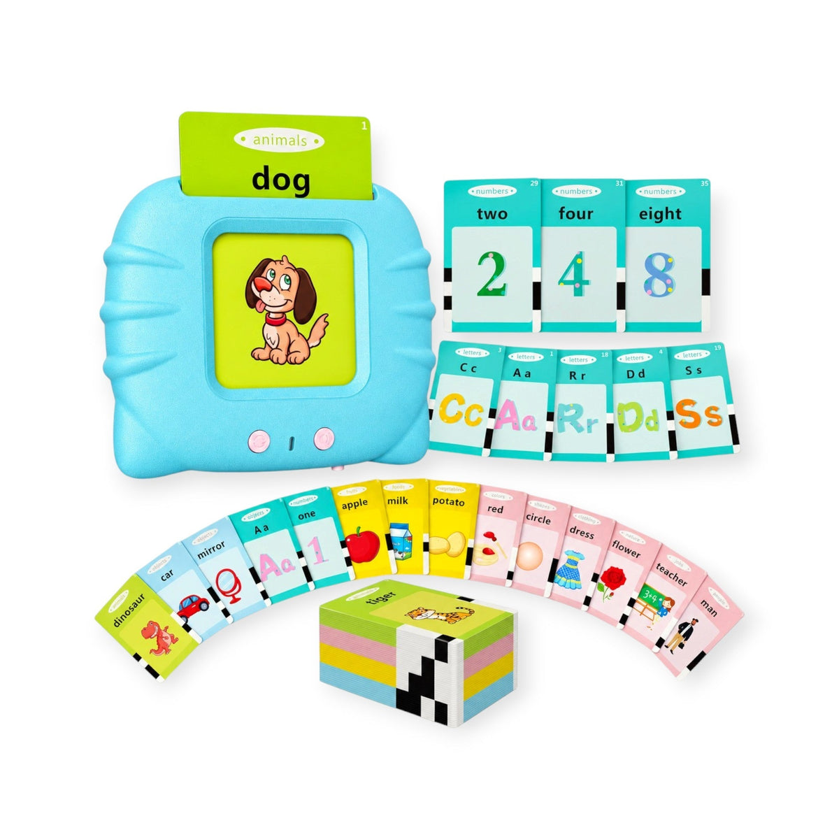 Jay Montessori Flash Card Reader, Talking Picture Word Cards by Montessori Petals, Montessori toy for ages 2+ years