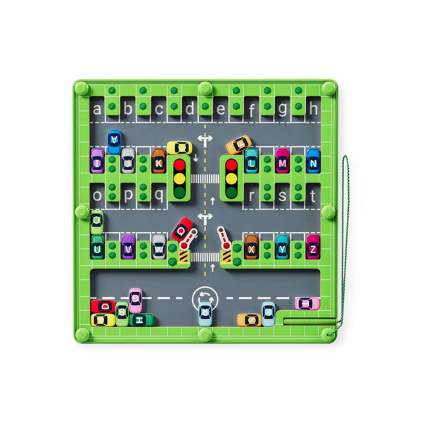 Thrift Montessori Wooden Magnetic Maze Board with Letter Cars by Montessori Petals, Montessori toy for ages 3+ years