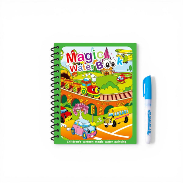 Teal Montessori Water Drawing Book, Reusable with Refillable Pen by Montessori Petals, Montessori toy for ages 3+ years