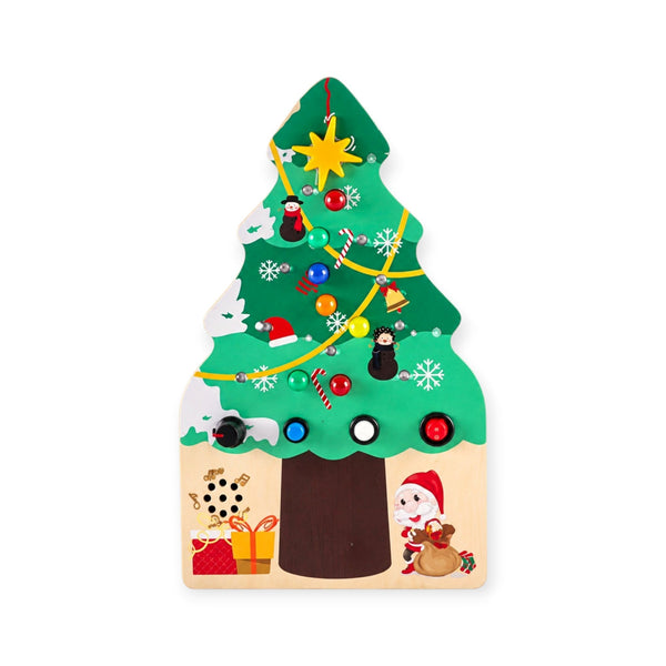 Yule Montessori Busy Board Christmas Tree with LED Lights by Montessori Petals, Montessori toy for ages 3+ years