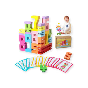 Oakleaf Montessori Wooden Number Blocks for Stacking and Counting