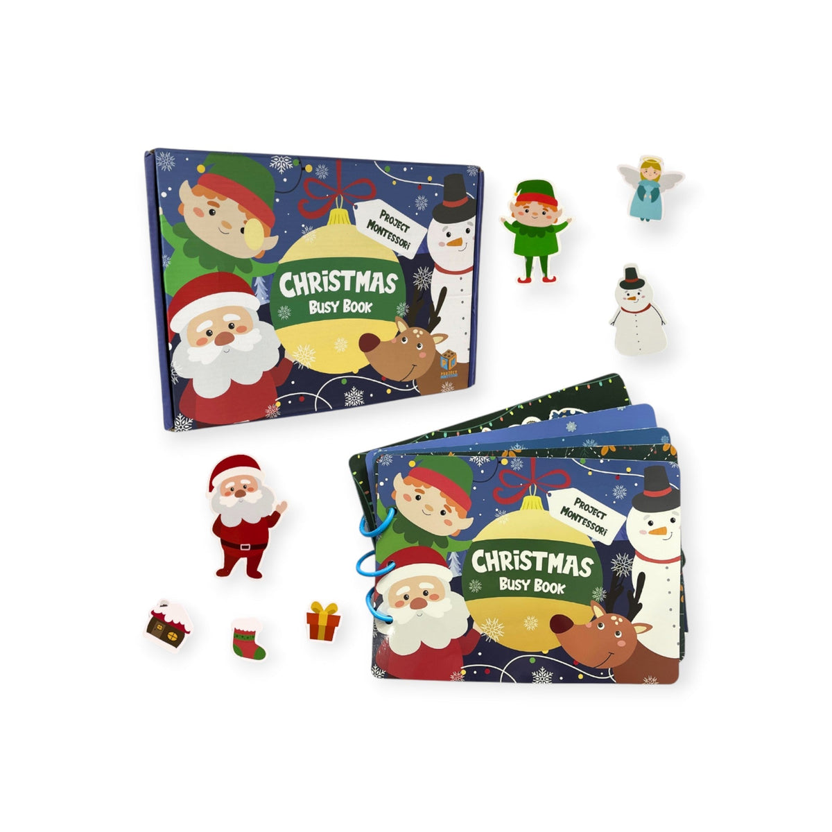 Laurel Montessori Busy Book, Christmas Velcro Matching Scenes by Montessori Petals, Montessori toy for ages 3+ years
