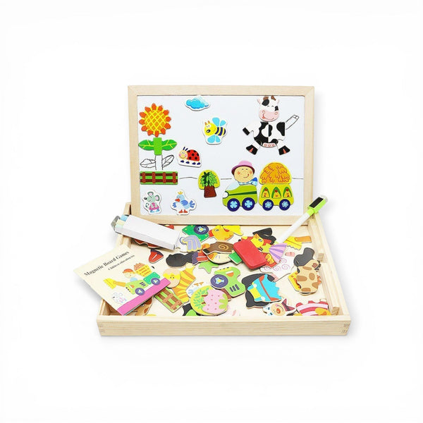 Grove Montessori Magnetic Drawing Board, Double-Sided Wooden by Montessori Petals, Montessori toy for ages 3+ years