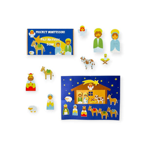 Olive Montessori Nativity Felt Wall Scene with 14 Ornaments