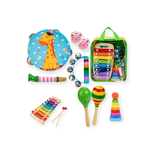 Wren Montessori Music Instrument Set Wood and Metal with Bag by Montessori Petals, Montessori toy for ages 3+ years